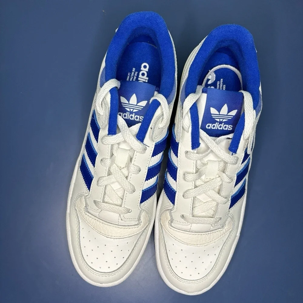 Adidas Shoes Mens 7.5 Forum Low CL White Royal Blue IH7829 Leather Sneaker Retro